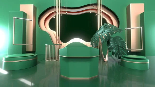 A green fantasy setting for stylized product presentations.