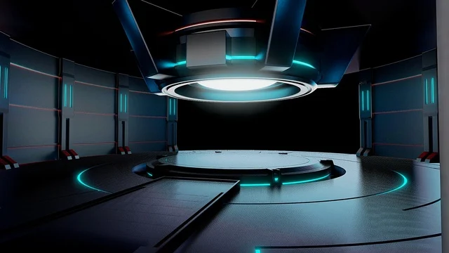 A baked platform environment for sci-fi stage sequences.