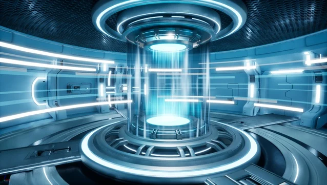 An illuminated energy chamber for science-fiction scenes.