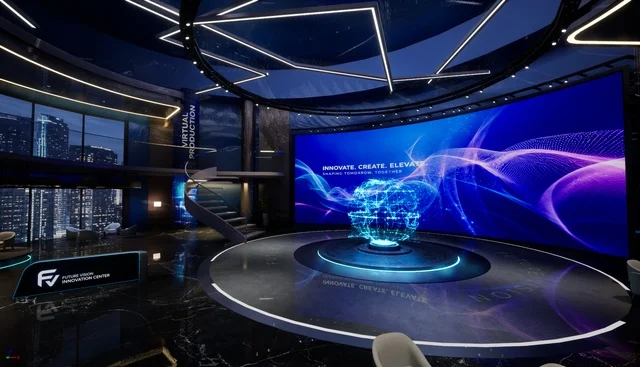 A panoramic stage for brand stories and virtual presentations.